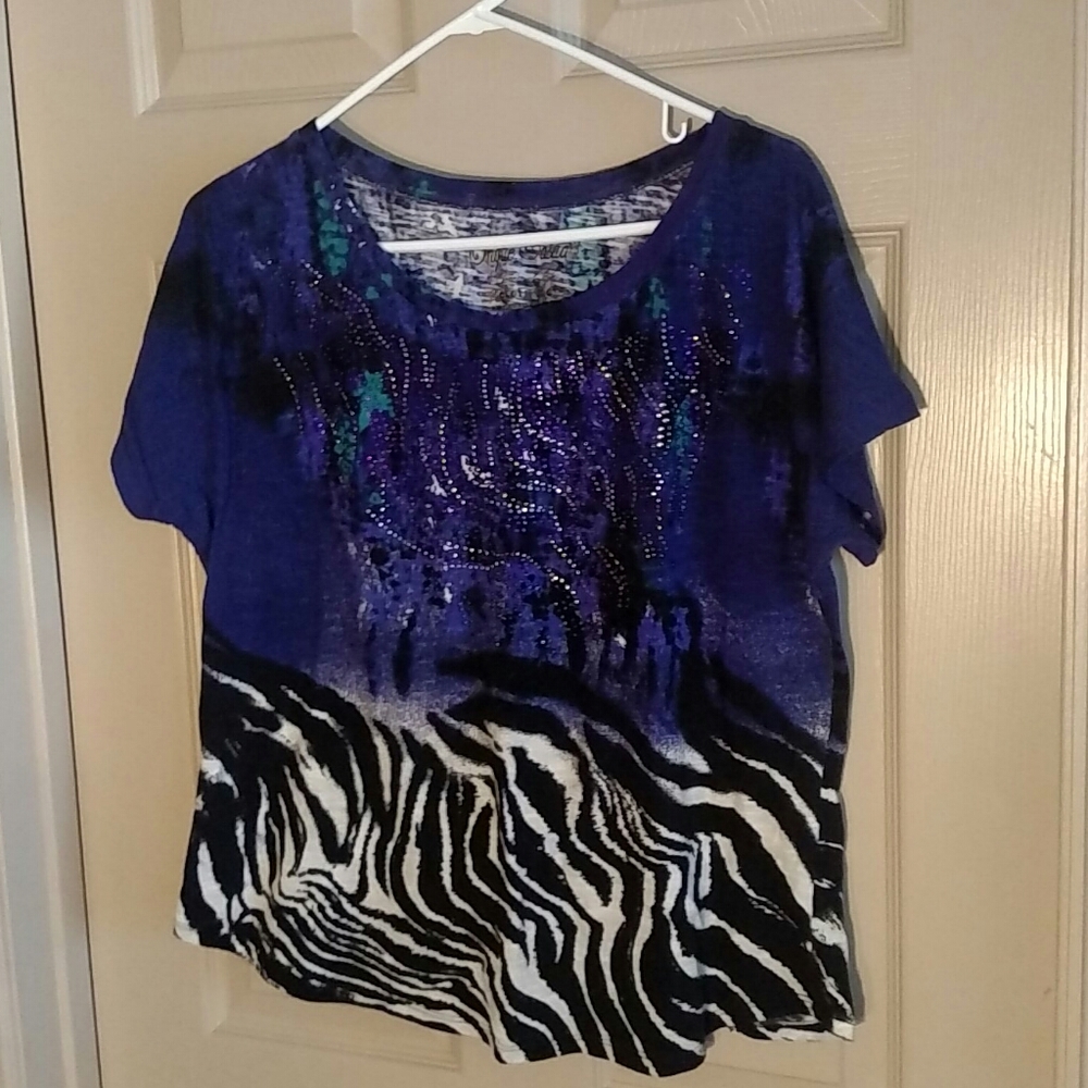 Onque Casuals Womens Embellished XL Blouse